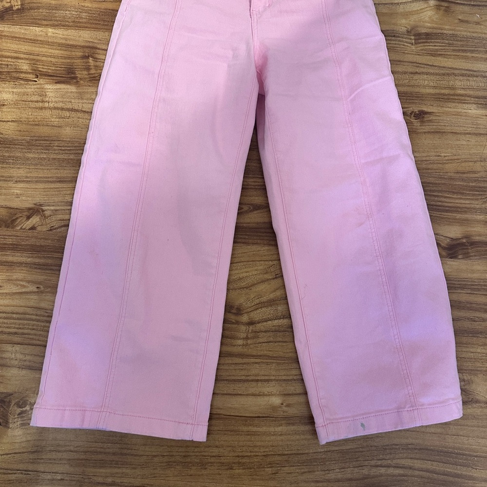 Pink wide leg jeans size small